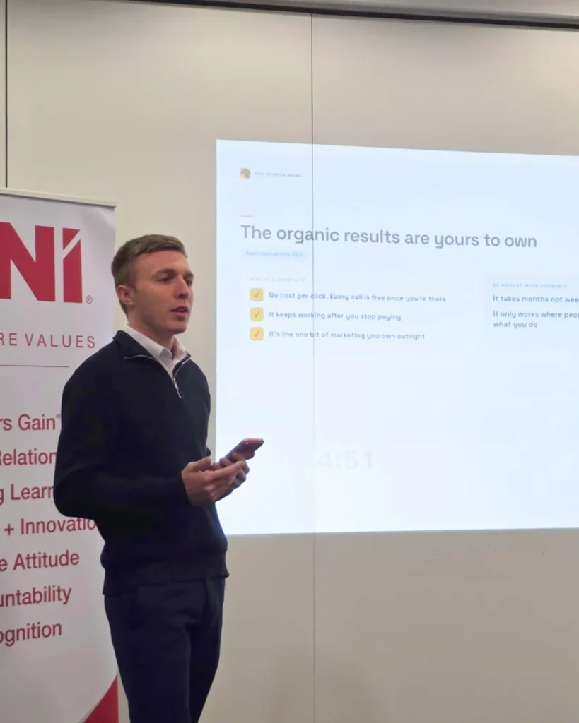 Owen O'Callaghan giving a talk at BNI