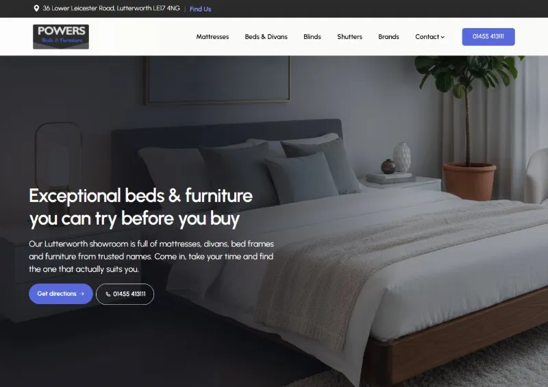 Powers Beds & Furniture website